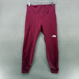 The North Face Womens Medium Burgundy Athleisure Leggings Zip Back Pocket